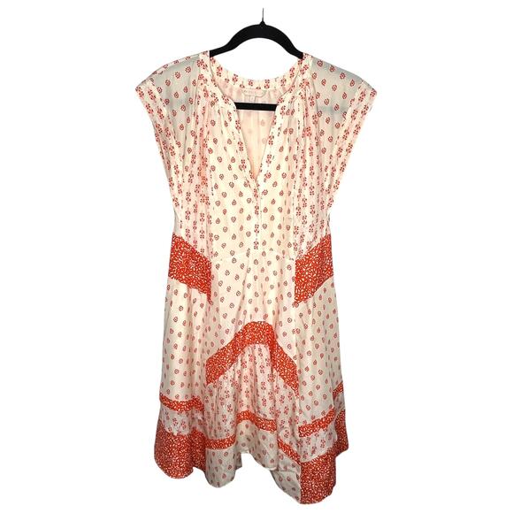 Rebecca Taylor Block Print Mix Silk Dress Size 6 Flawed - Picture 2 of 12